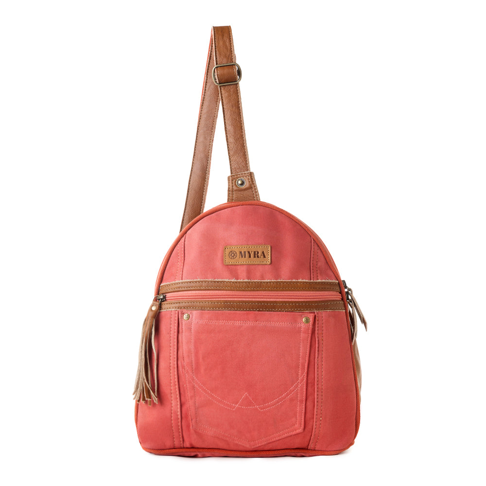 Bandit Denim Fanny Pack Bag for Women in rust with canvas and Front Pocket - Myra USA