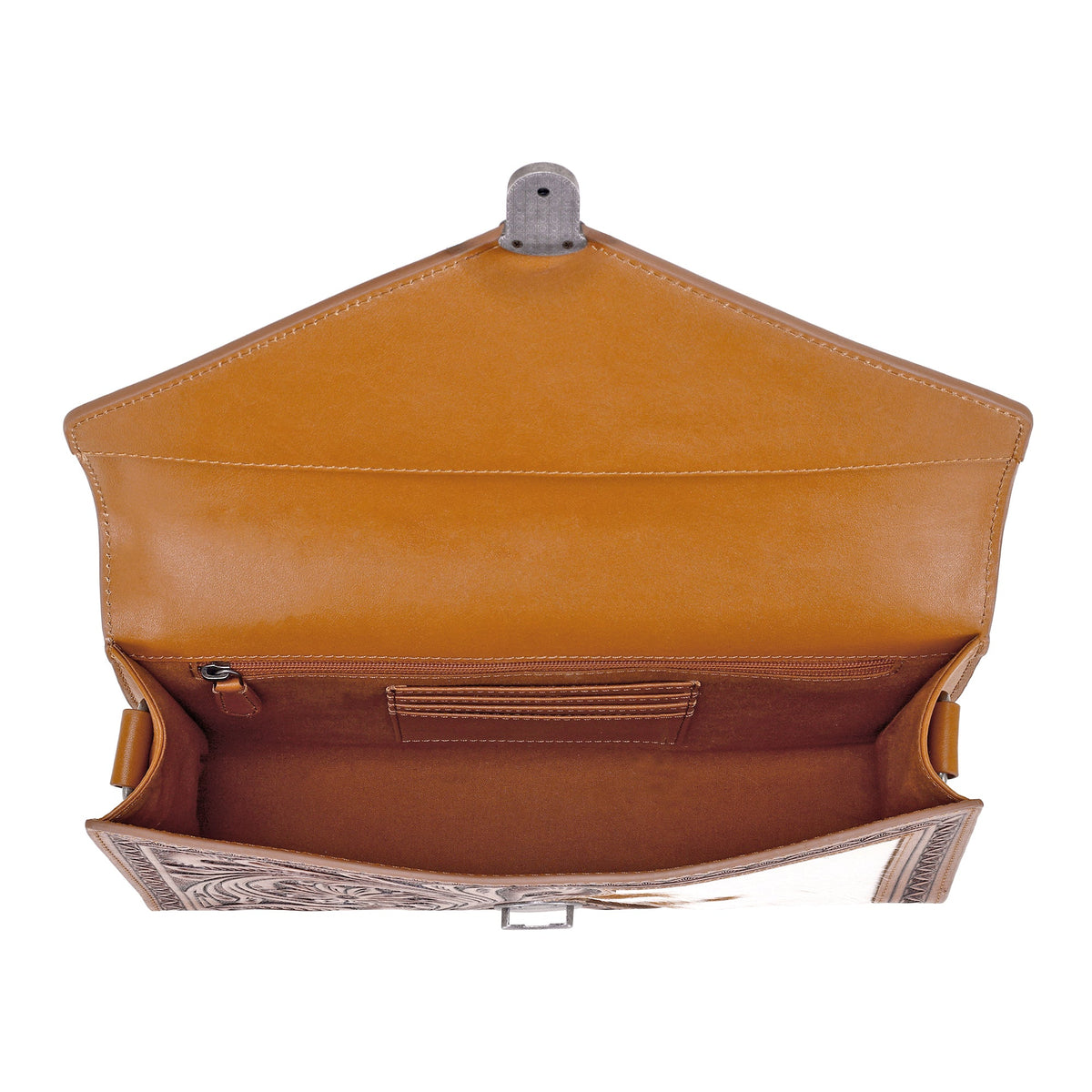 Myra Circe Hand Tooled Bag for Women in tan with hairon - Myra USA
