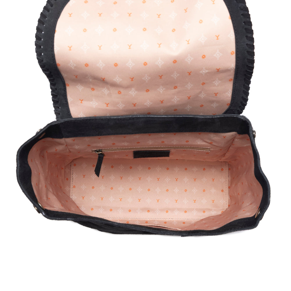 Myra Yellowstone Ironwood Studded Suede Leather Concealed Carry Bag in Shadow Black - Myra USA