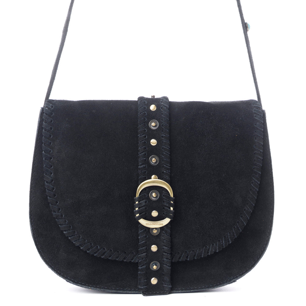 Myra Yellowstone Iron Frontier Suede Leather Bag in Jet Black - Myra USA