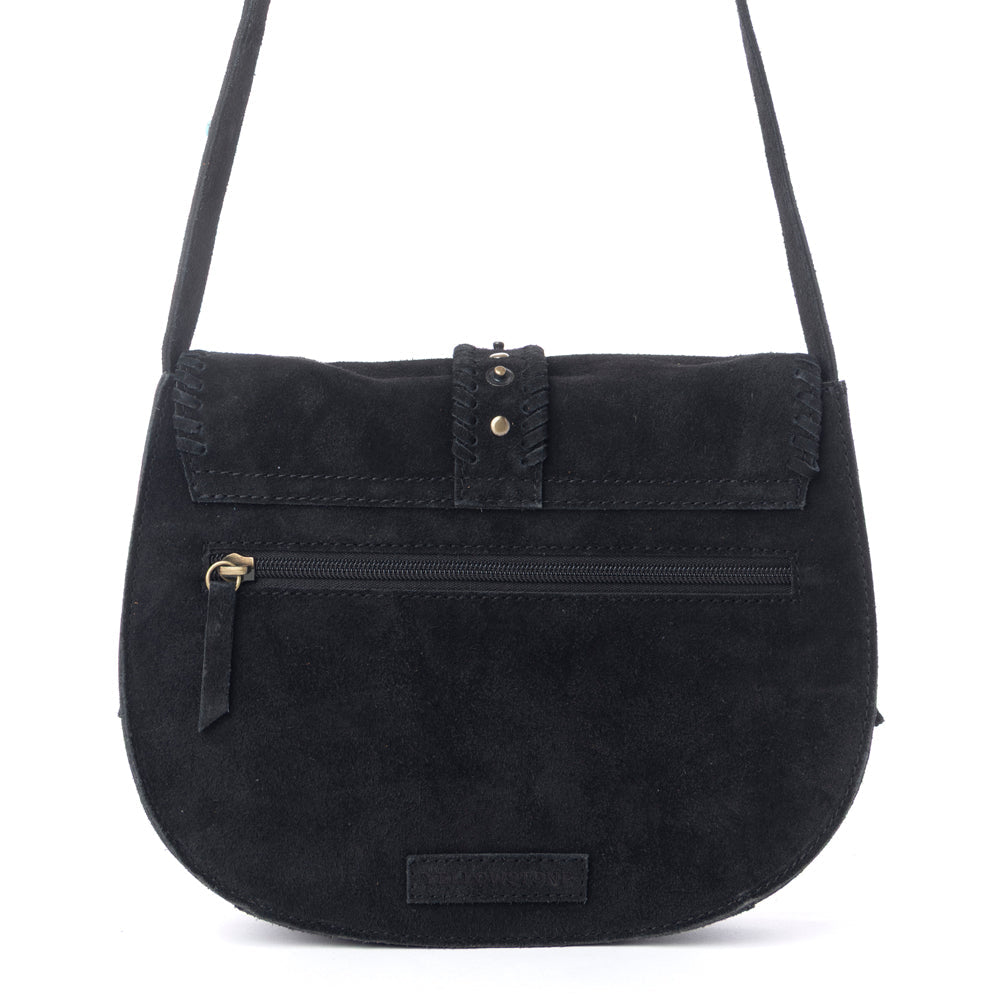 Myra Yellowstone Iron Frontier Suede Leather Bag in Jet Black - Myra USA
