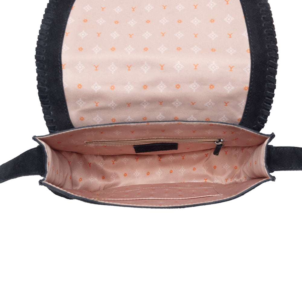 Myra Yellowstone Iron Frontier Suede Leather Bag in Jet Black - Myra USA