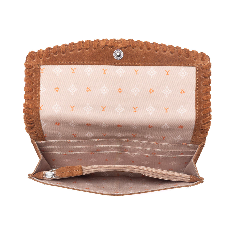 Myra Yellowstone Briar Meadow Studded Suede Leather Women’s Purse in Desert Tan - Myra USA