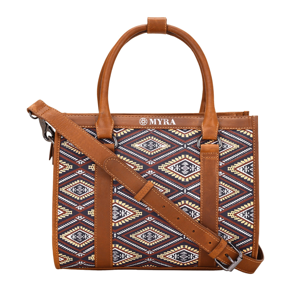 Myra Nuevas Vistas Crossbody Bag in black and rust - Myra USA