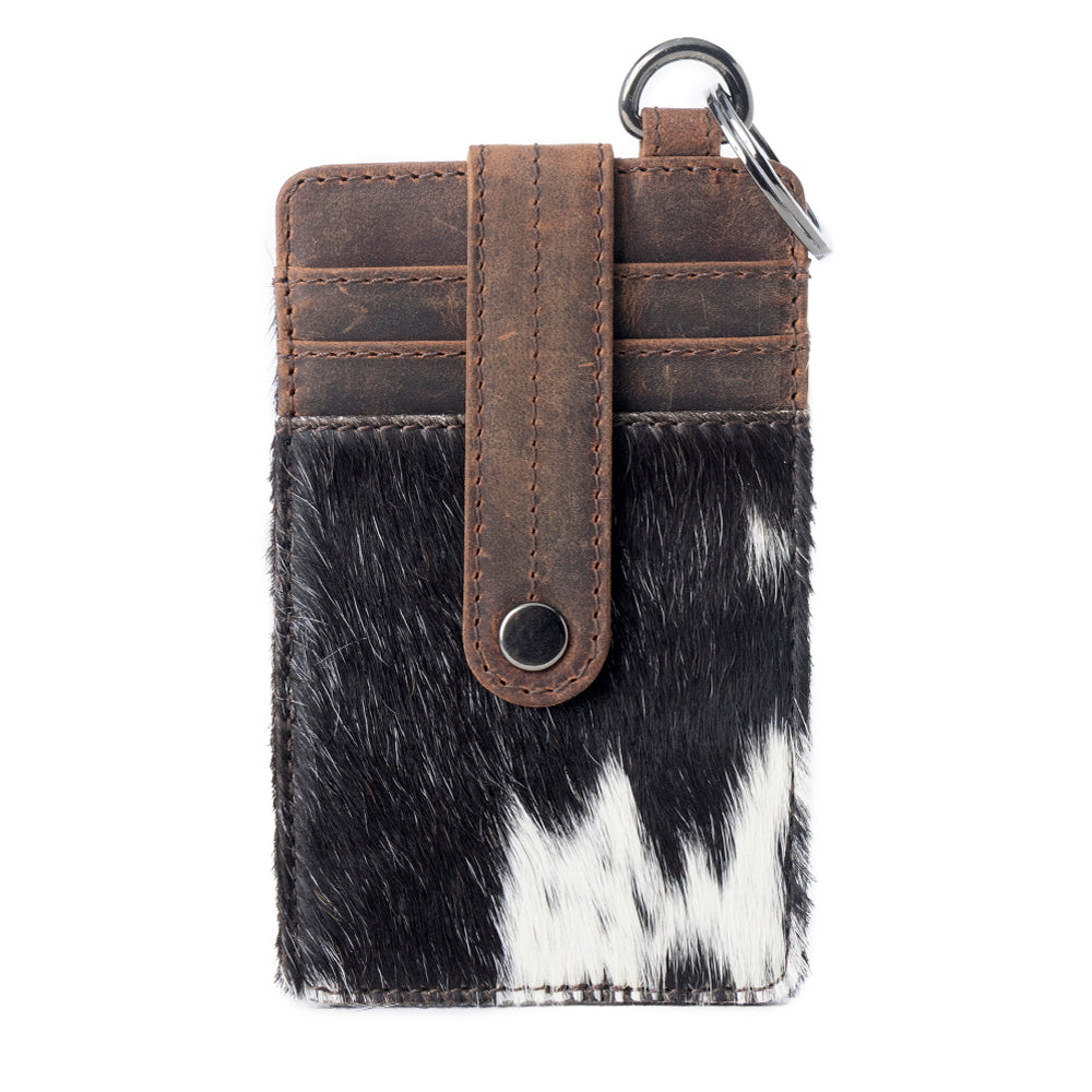 Roper Card Holder for Women in black with hair-on detail - Myra USA