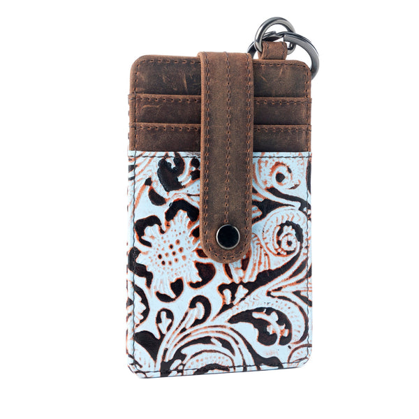 Roper Embossed Card Holder for Women in blue with printed detail - Myra USA