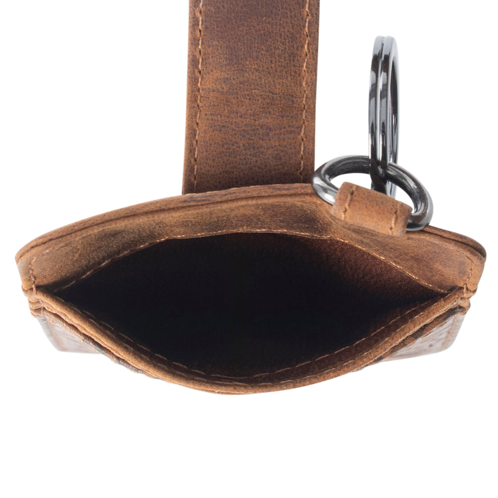 Roper Card Holder for Women in brown with Embossed detail - Myra USA