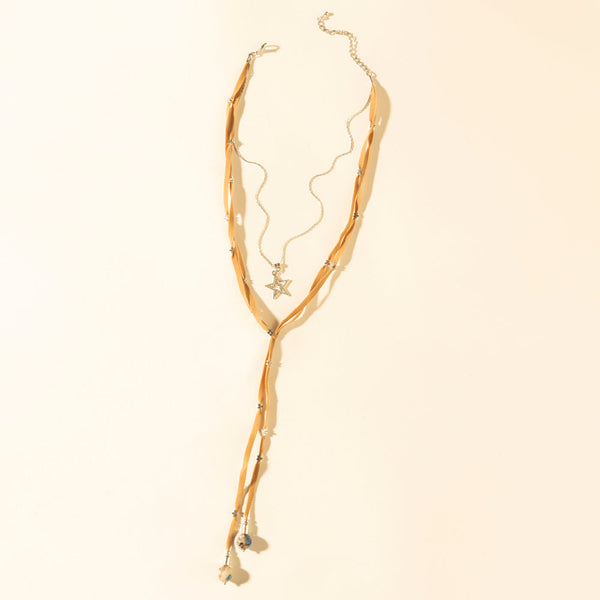 Myra Ranchlight Star Leather Necklace in Saddle Tan - Myra USA