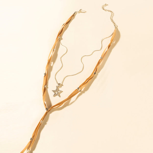 Myra Ranchlight Star Leather Necklace in Saddle Tan - Myra USA