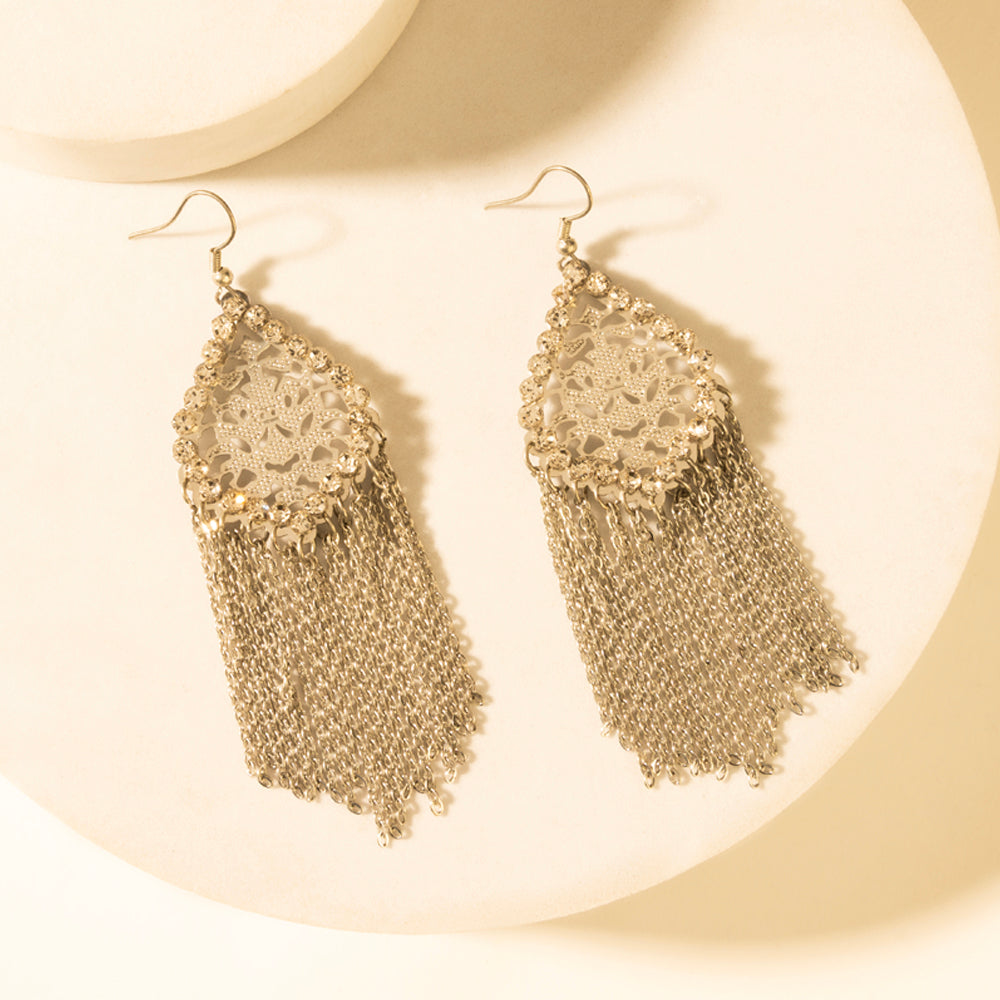 Myra Stormtrail Fringe Earrings in Antique Frost - Myra USA