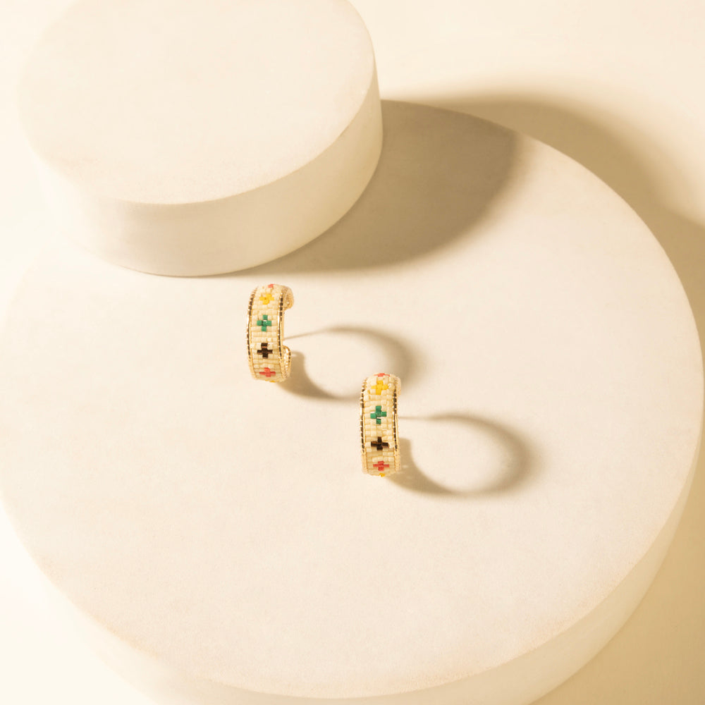 Myra Heritage Cross Hoops in Desert Ivory - Myra USA