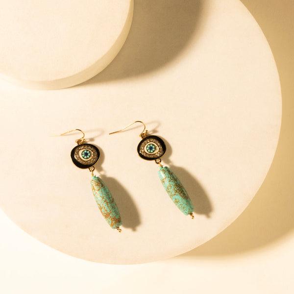 Myra Trail Halo Earrings in Turquoise Stone - Myra USA