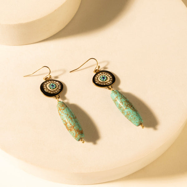 Myra Trail Halo Earrings in Turquoise Stone - Myra USA