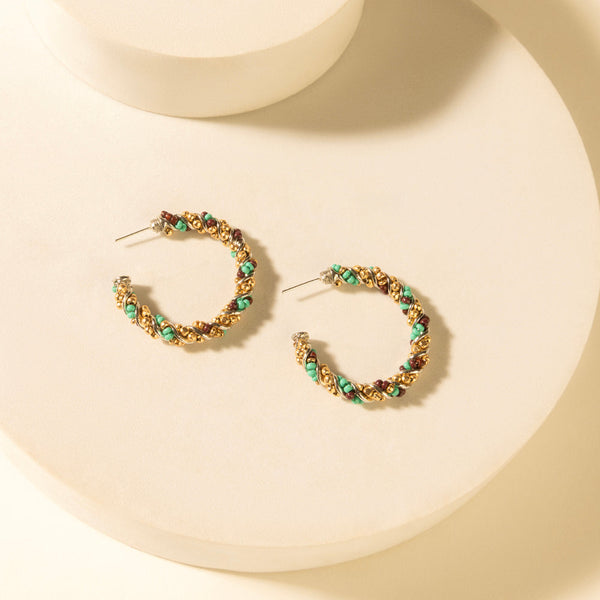 Myra Bronc Braid Hoop Earrings in Desert Turquoise - Myra USA