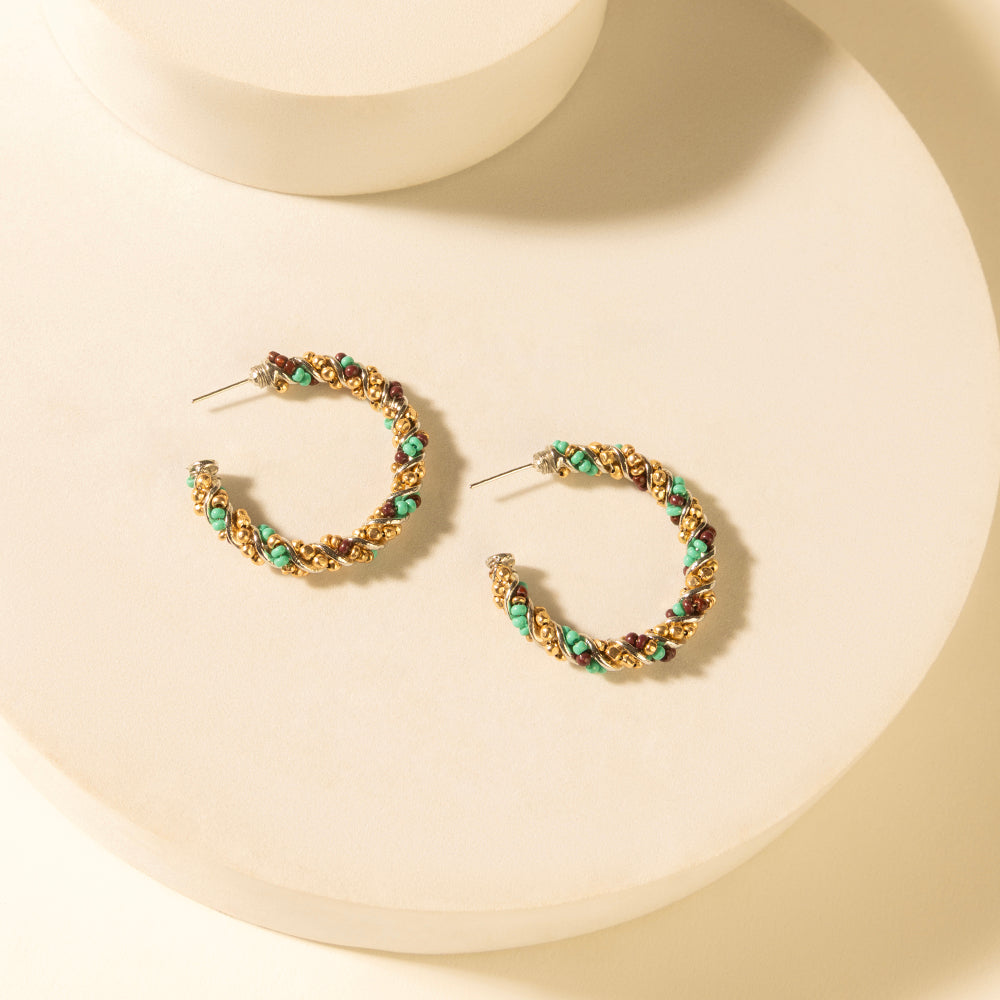 Myra Bronc Braid Hoop Earrings in Desert Turquoise - Myra USA