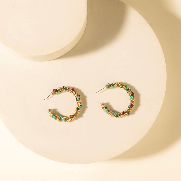 Myra Bronc Braid Hoop Earrings in Desert Turquoise - Myra USA