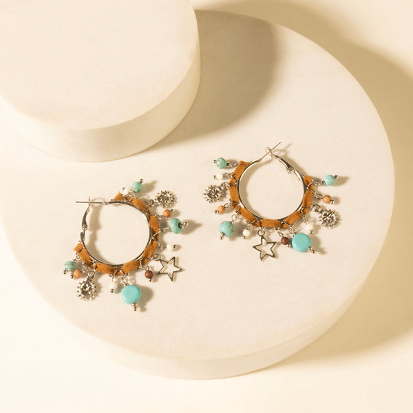 Myra Corral Charm Hoop Earrings in Sky Vein - Myra USA