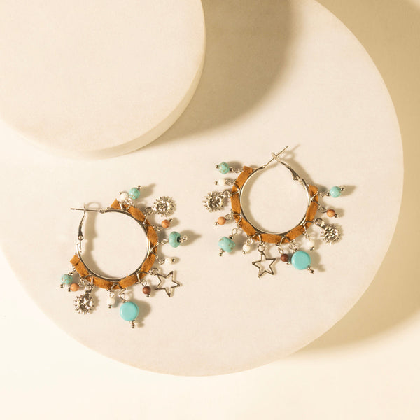 Myra Corral Charm Hoop Earrings in Sky Vein - Myra USA