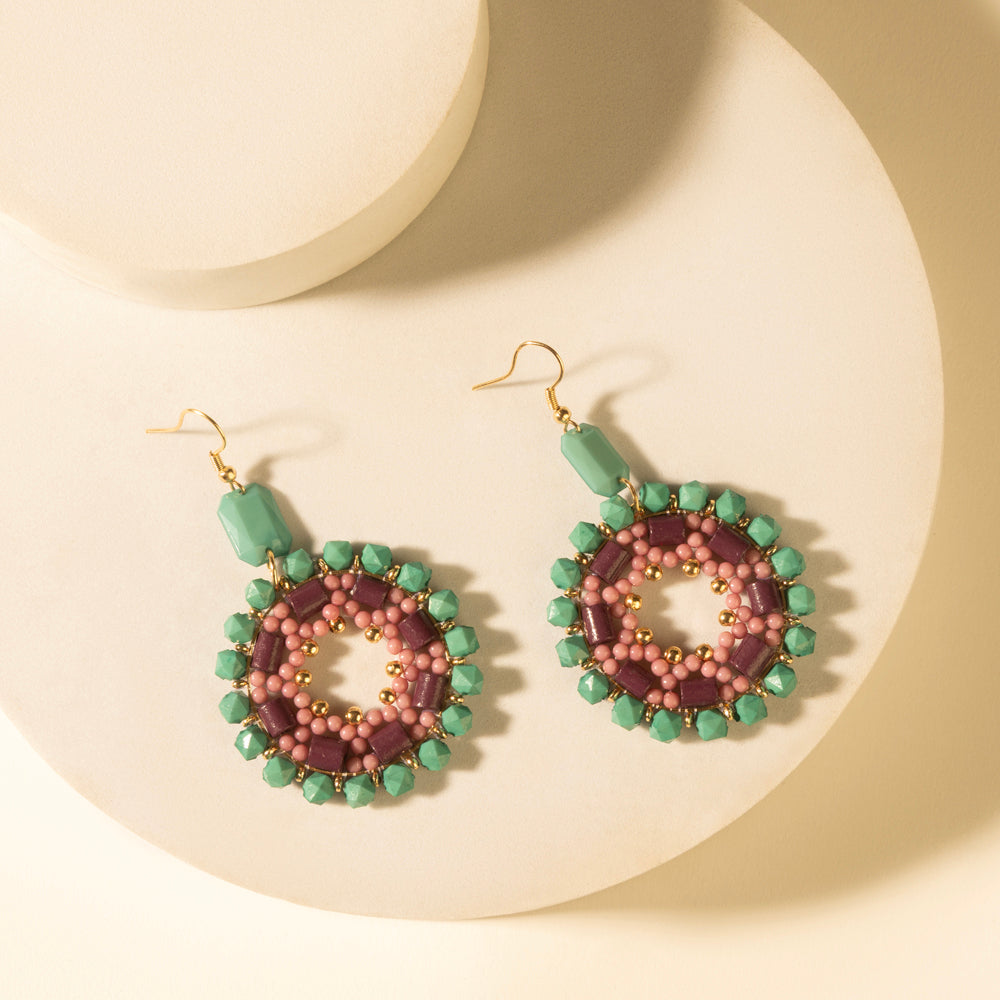 Myra Medallion Earrings in Turquoise Plum - Myra USA