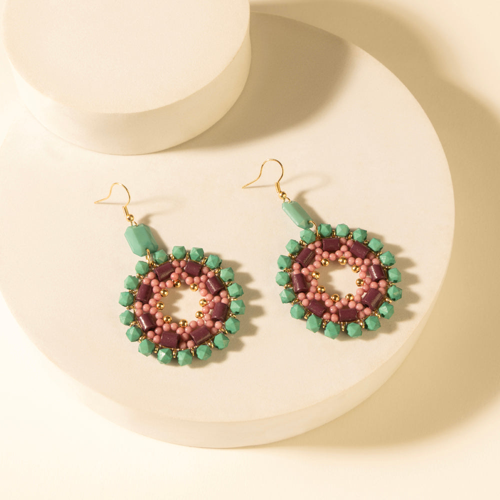 Myra Medallion Earrings in Turquoise Plum - Myra USA