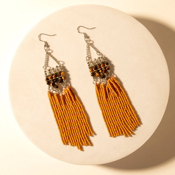 Myra Rustglow Fringe Earrings in Sunbaked Amber - Myra USA