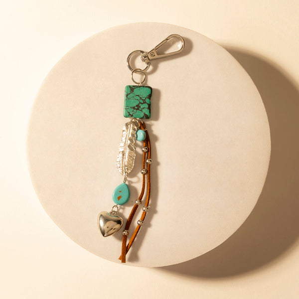 Myra Longhorn Charm Keychain in Desert Turquoise - Myra USA