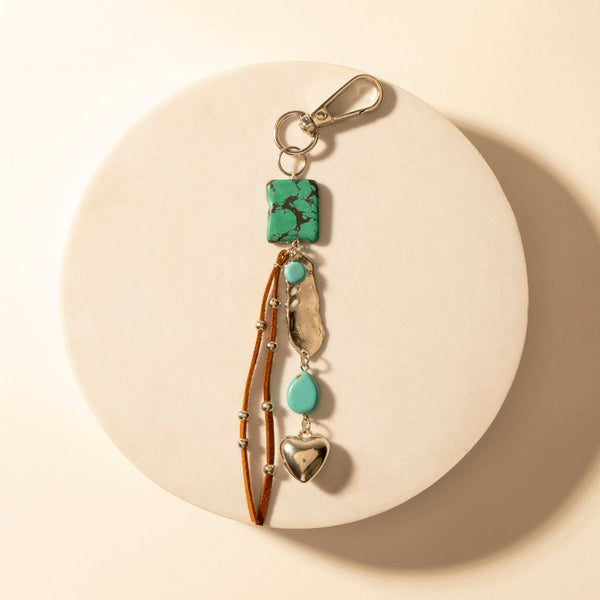 Myra Longhorn Charm Keychain in Desert Turquoise - Myra USA