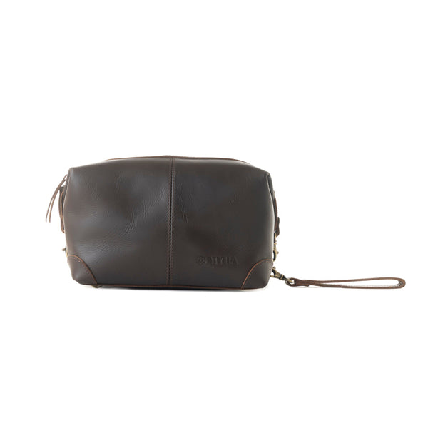 Drifter Leather Shaving Kit for Men in dark brown - Myra USA
