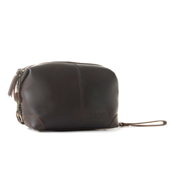 Drifter Leather Shaving Kit for Men in dark brown - Myra USA