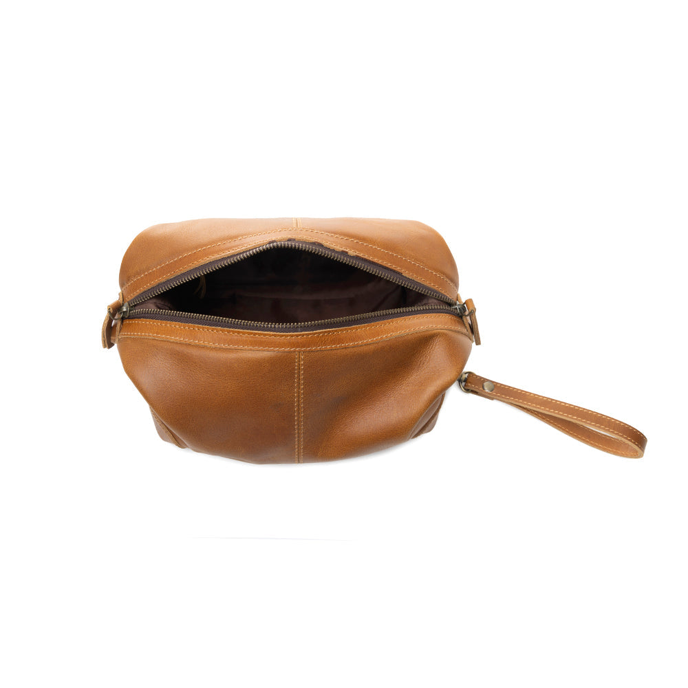 Drifter Leather Shaving Kit for Men in tan - Myra USA