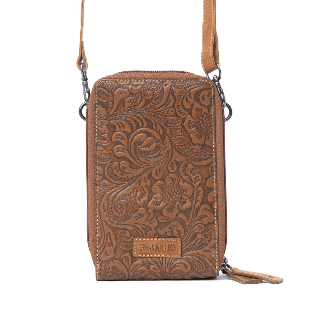 Myra Rustler Ridge Embossed Leather Hairon Sling Bag in Sandstone Cream - Myra USA