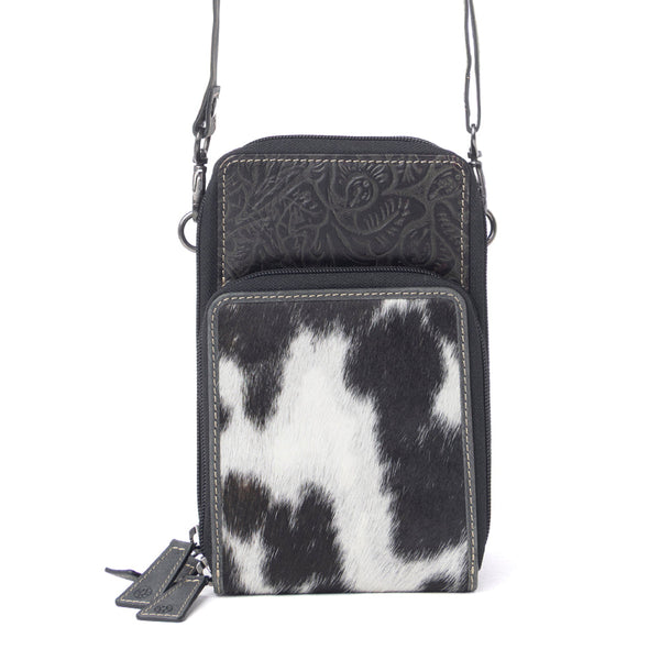 Myra Rustler Ridge Embossed Leather Hairon Sling Bag in Slate Smoke - Myra USA