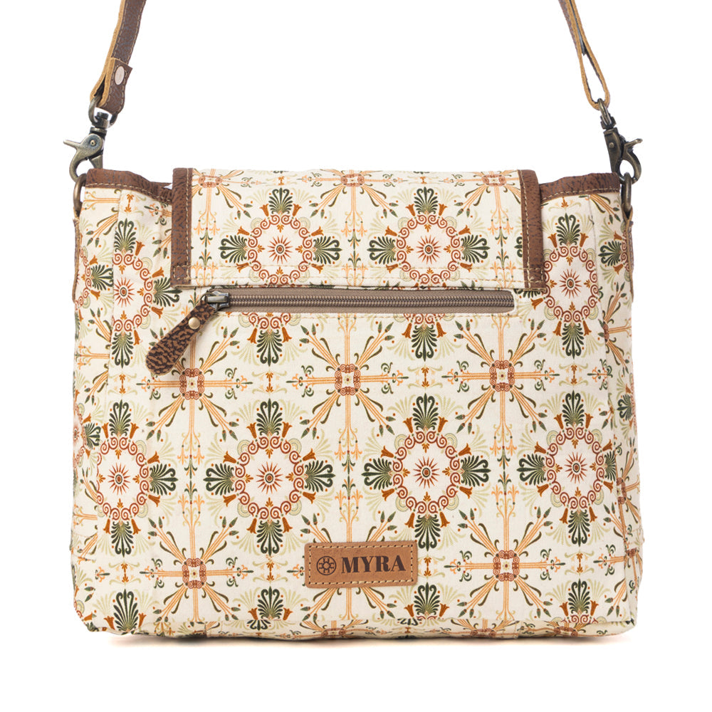 Myra Oakline Cotton & Leather Shoulder Bag in Oat Brown - Myra USA