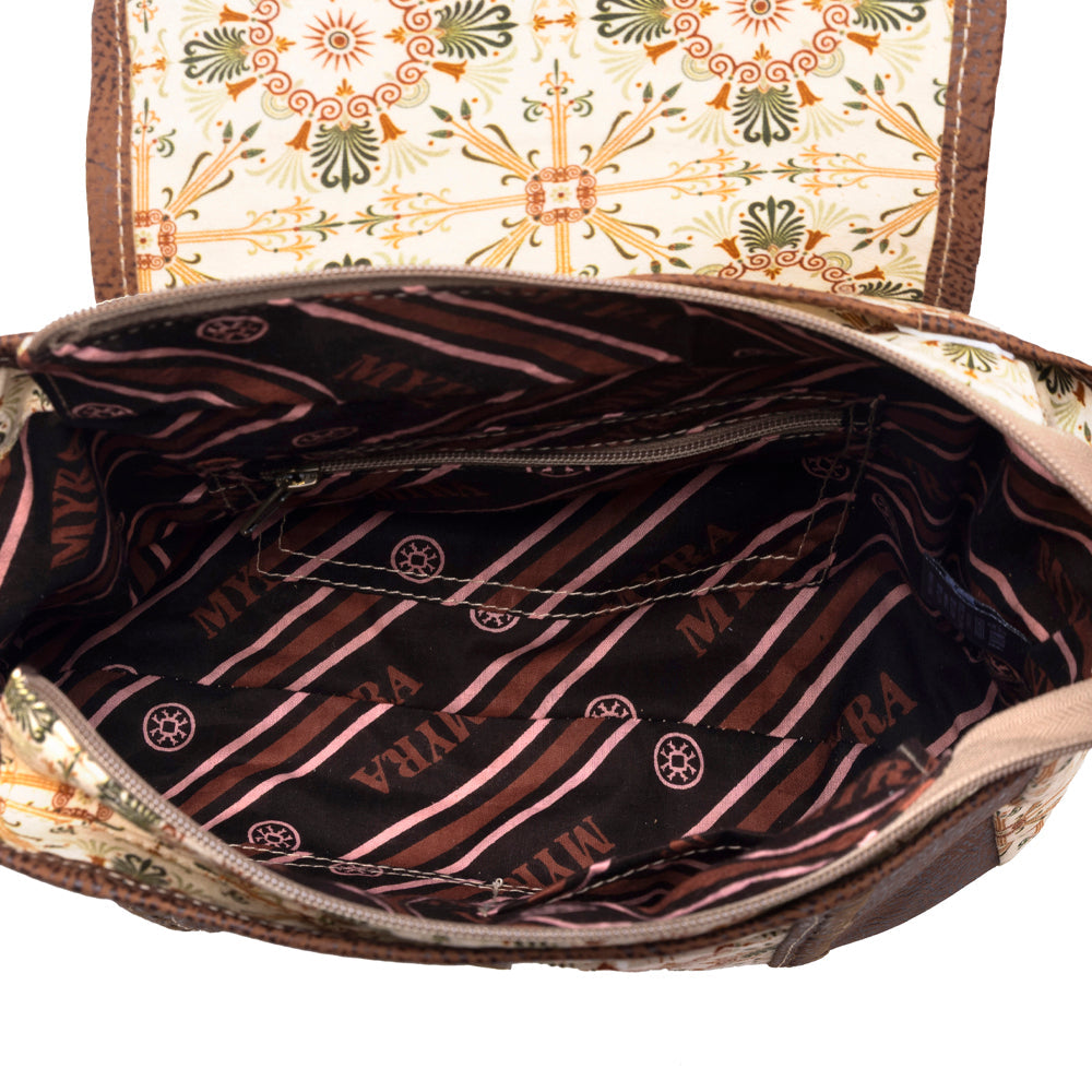 Myra Oakline Cotton & Leather Shoulder Bag in Oat Brown - Myra USA