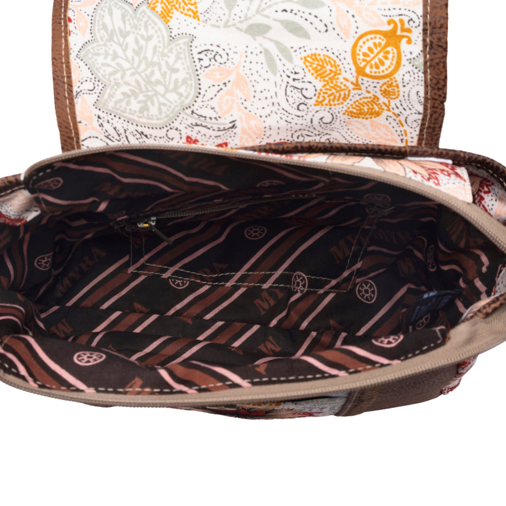 Myra Oakline Cotton & Leather Shoulder Bag in Powder Brown - Myra USA