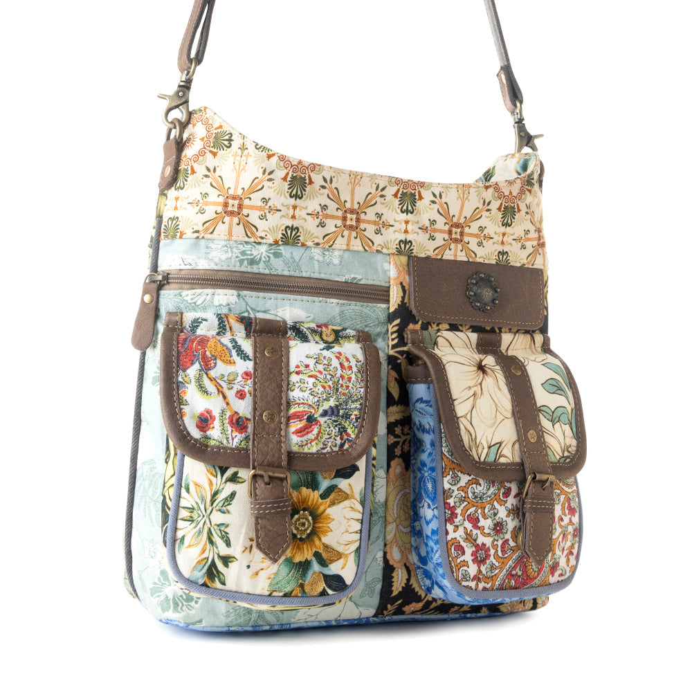 Le Fleur Bel Cowgirl Shoulder Bag for Women in yellow floral with leather and Concho details - Myra USA