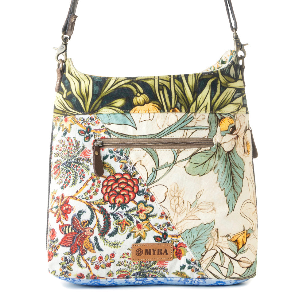 Le Fleur Bel Cowgirl Shoulder Bag for Women in yellow floral with leather and Concho details - Myra USA