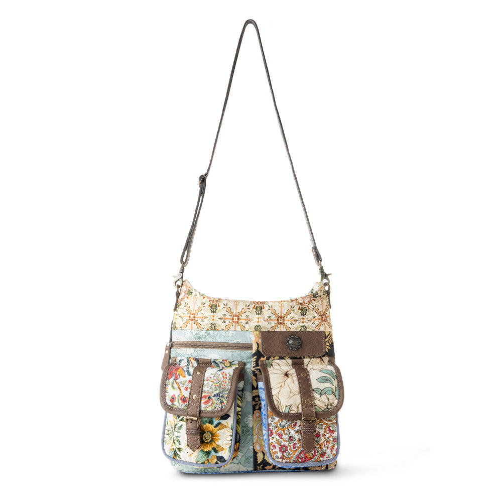 Le Fleur Bel Cowgirl Shoulder Bag for Women in yellow floral with leather and Concho details - Myra USA