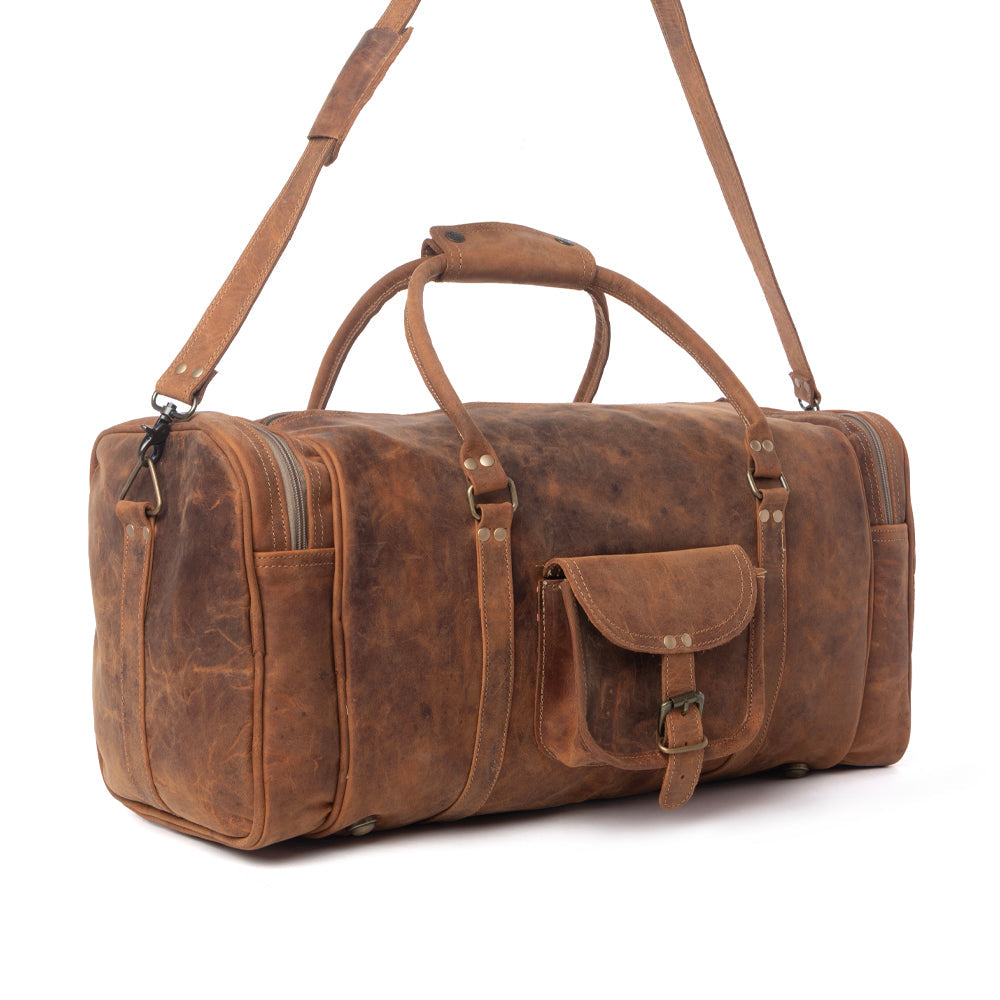 Myra Redmont Leather Traveller Bag in Amber Brown - Myra USA