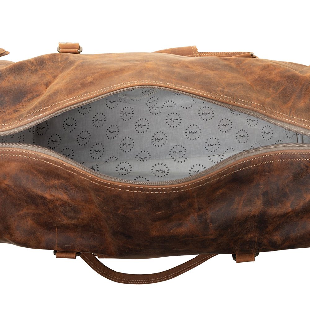 Myra Redmont Leather Traveller Bag in Amber Brown - Myra USA