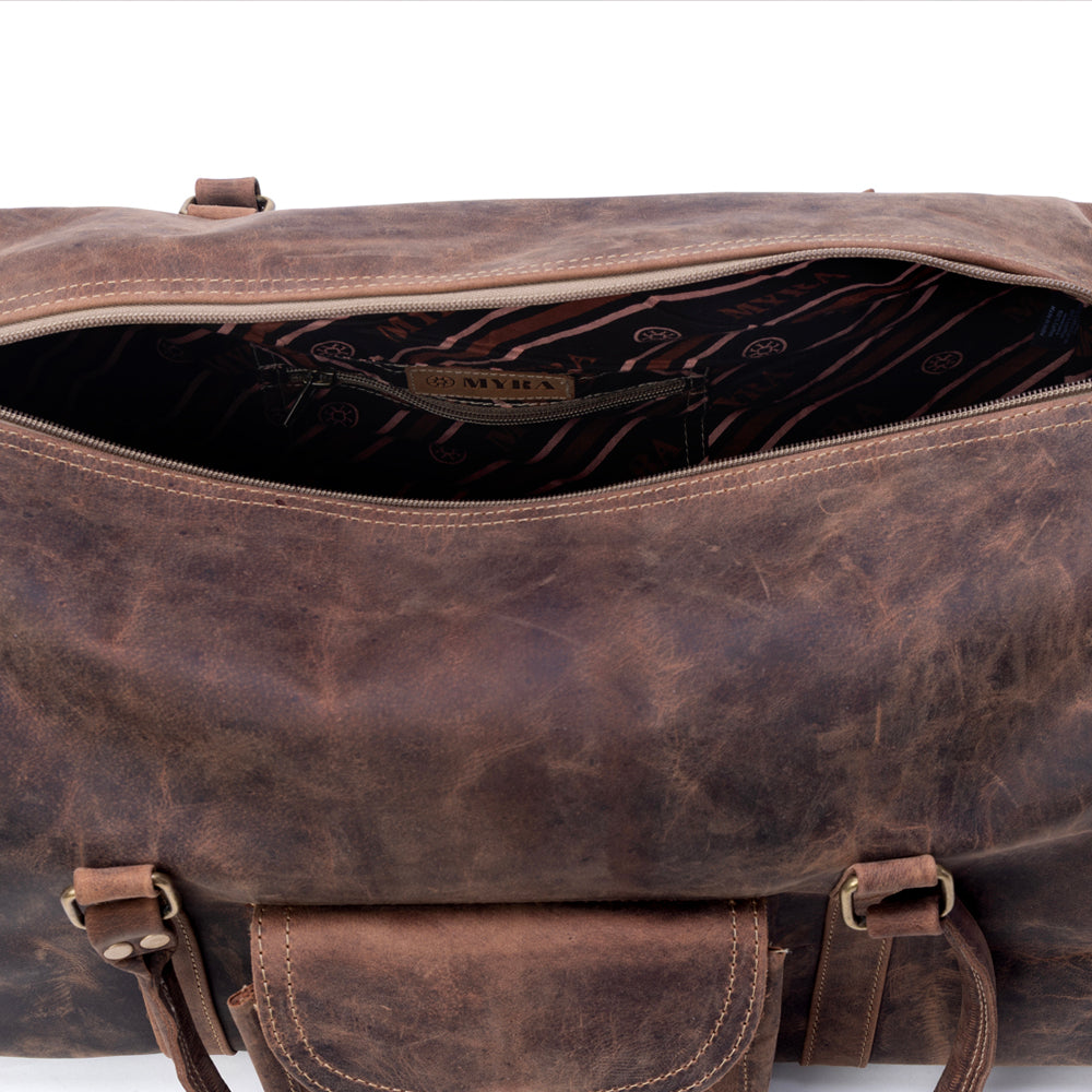 Myra Redmont Leather Traveller Bag in Dark Mahogany - Myra USA