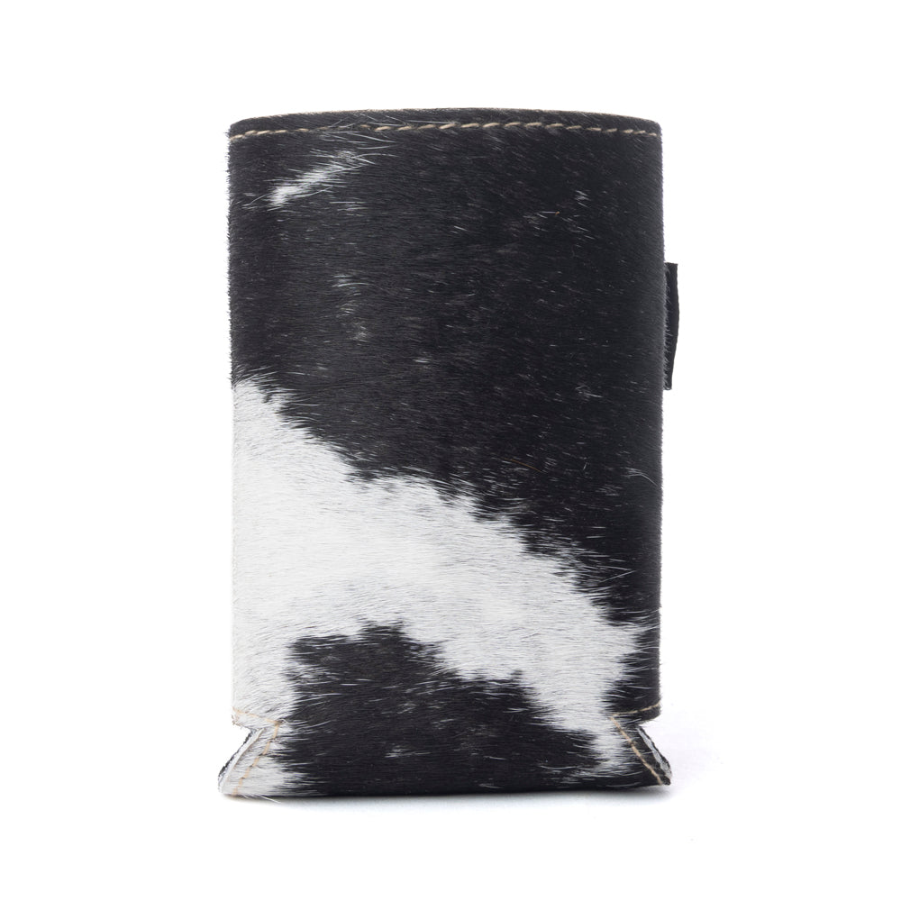 Myra Birch Valley Hairon Leather Beer Can Holder in Ivory Slate - Myra USA