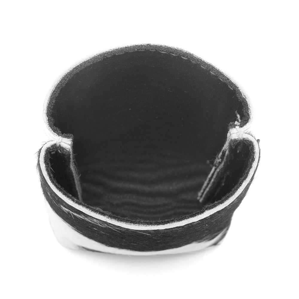 Myra Birch Valley Hairon Leather Beer Can Holder in Ivory Slate - Myra USA