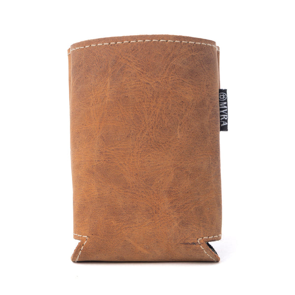 Myra Birch Valley Hairon Leather Beer Can Holder in Dusty Caramel - Myra USA