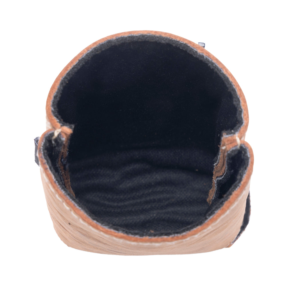 Myra Birch Valley Hairon Leather Beer Can Holder in Dusty Caramel - Myra USA