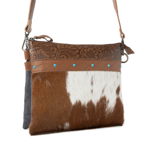 Myra Thunderpeak Concho Hairon Leather Bag in Fawn Sand - Myra USA