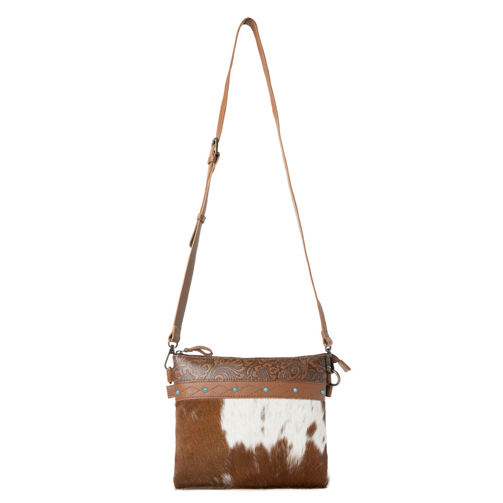 Myra Thunderpeak Concho Hairon Leather Bag in Fawn Sand