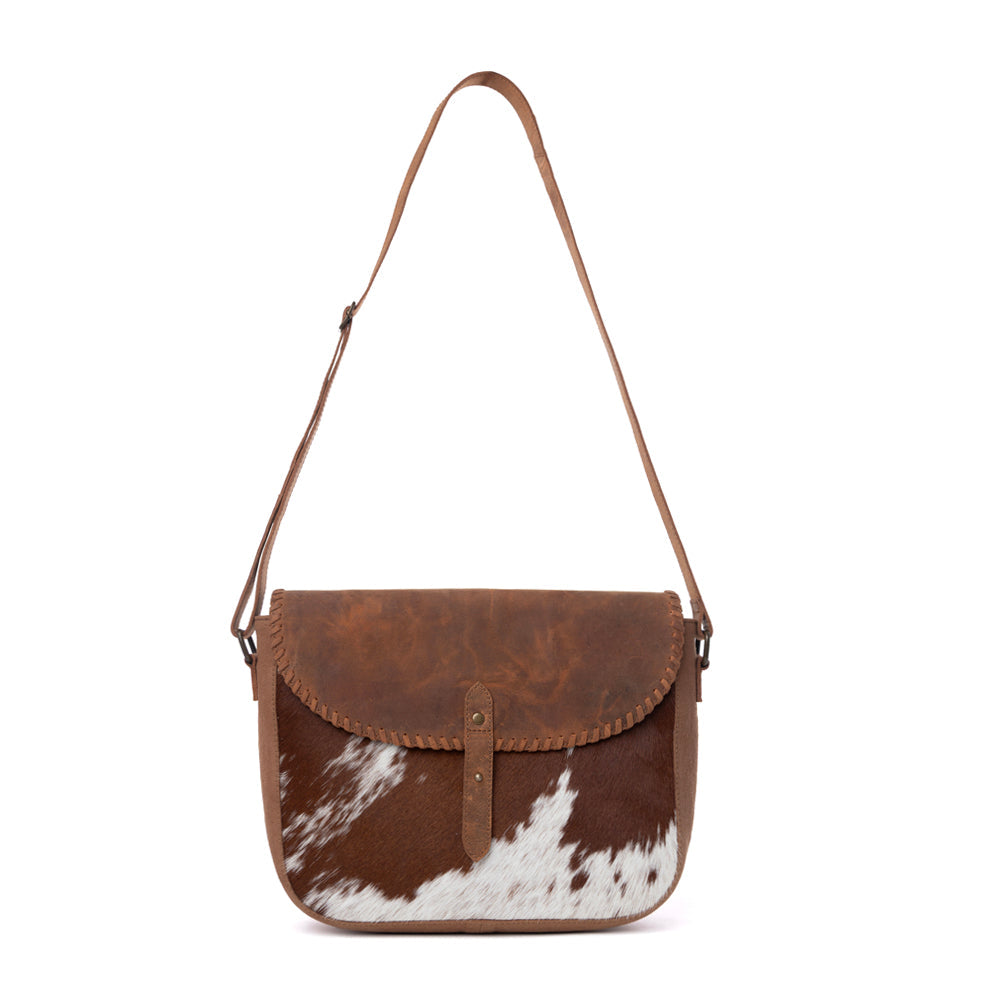 Myra Honey Field Hairon Leather Messenger Bag in Sable Mist - Myra USA