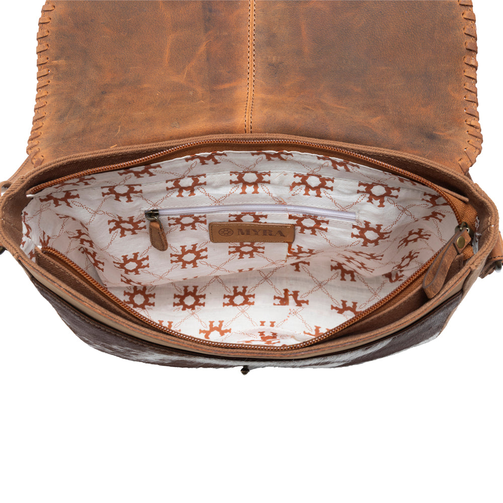 Myra Honey Field Hairon Leather Messenger Bag in Sable Mist - Myra USA