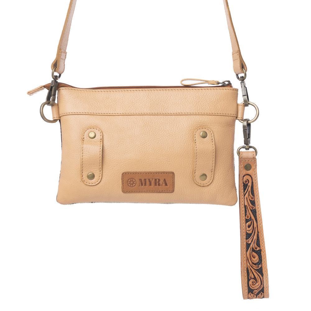 Myra Stone Barrow Hairon Leather Bag in Ochre Frost - Myra USA